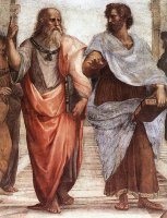 Imagen de Platn y Aristteles (fragmento del cuadro la Escuela de Atenas de  Miguel Angel)