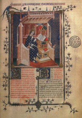 Fragmento de la portada de una verión castellana del Policratius de Juan de Salisbury